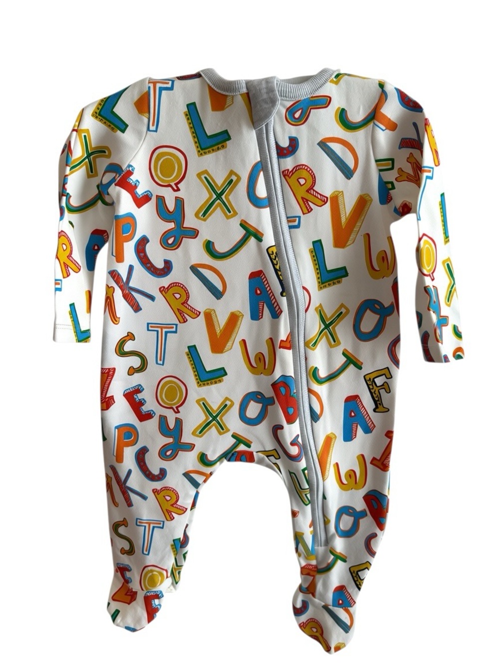 Mud Pie White Alphabet Zip Baby One-Piece